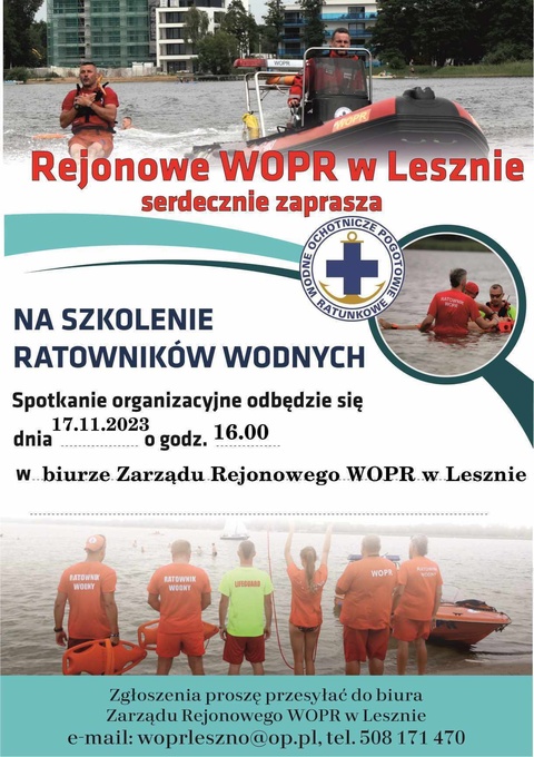 Zaproszenie na szkolenie ratowników wodnych.